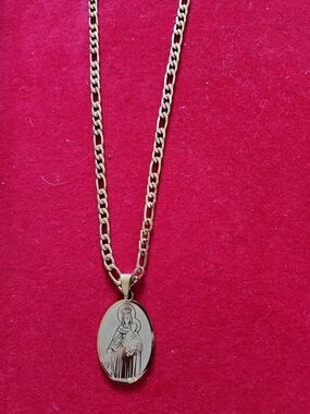 Gold-Tone Virgin Mary Pendant Necklace - Women Jewelry